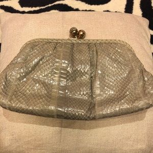 VINTAGE Gray alligator skin clutch